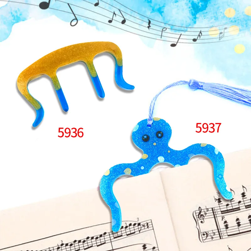 Octopus Book Clip Crystal Epoxy Resin Mold Music Score Bookmark Hand Silicone | Украшения и аксессуары