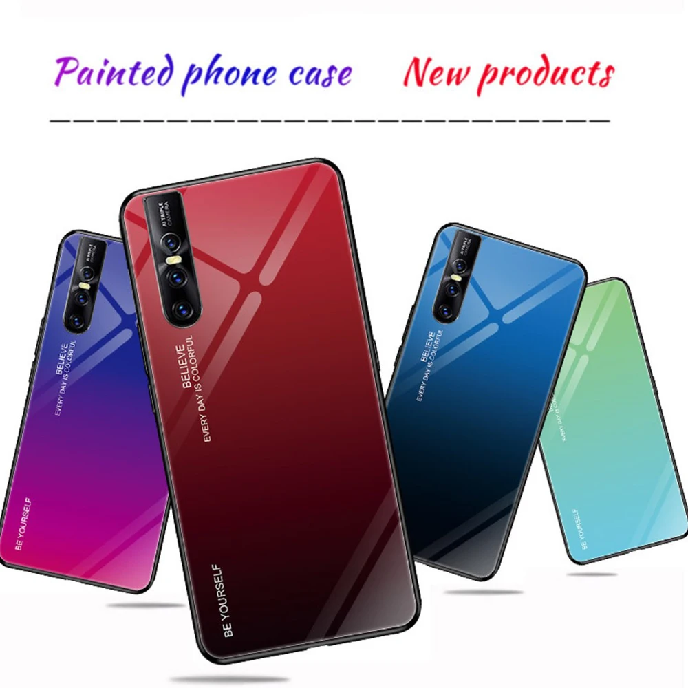 Градиент закаленное Стекло Защитный ЧЕХОЛ ДЛЯ VIVO X 23 27 21 UD Nex A IQ00 Z1 Z1i Z3 Z3i V5 V7 V9 V11 V15