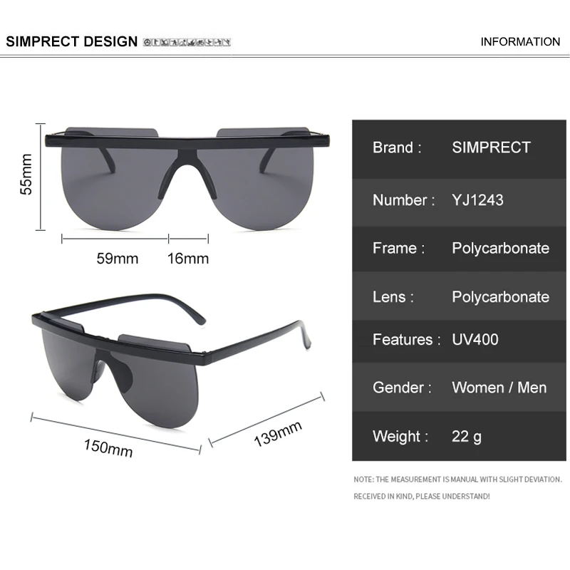 

SIMPRECT Oversized Sunglasses Women 2020 Luxury Designer Retro Rimless Sunglasses Vintage Mirror Sun Glasses Shades For Women