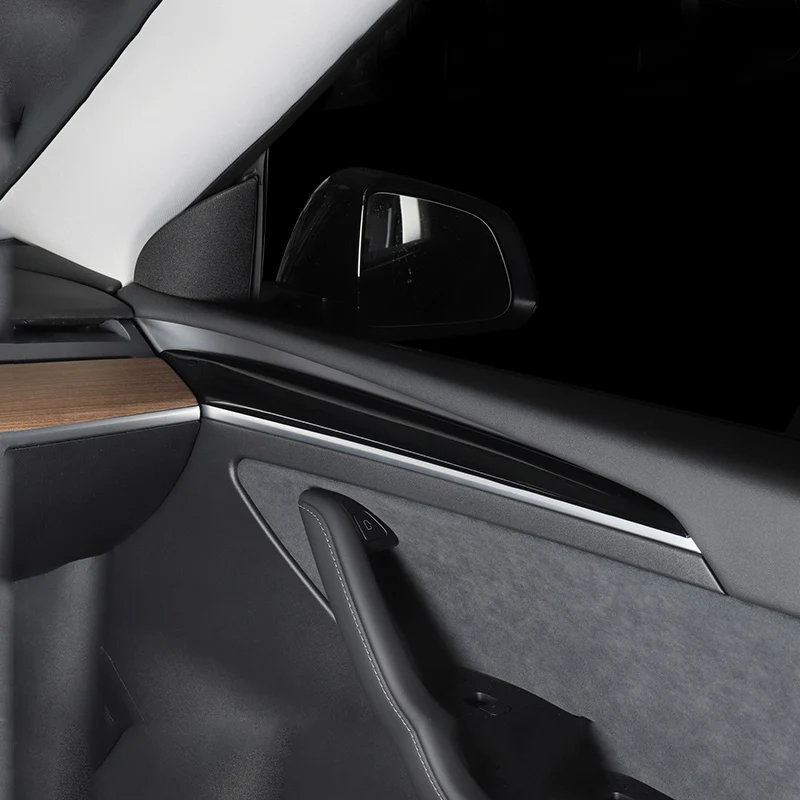 For Tesla Model 3 2021 Accessories Car Door Decoration Sticker ABS Carbon Fiber Model Y Front Door Decoration Sticker