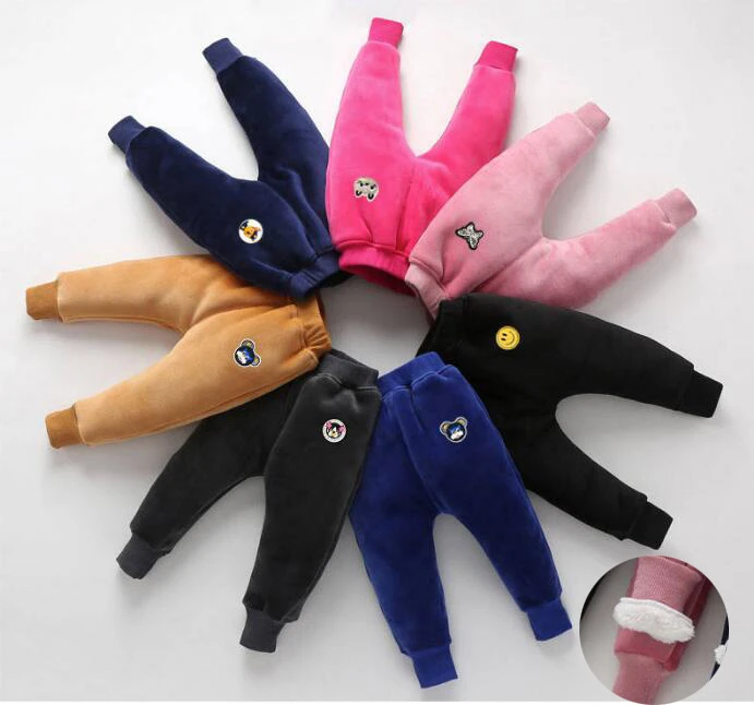 Зимние штаны для маленьких мальчиков и девочек плотные с героями мультфильмов