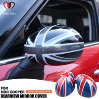 2pcs union jcak rearview mirror side cover shell for mini cooper r50 r52 r53 2002 2006 sticker case car styling auto accessories