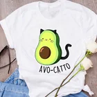 Женская футболка с рисунком авокадо, кошки, фруктов