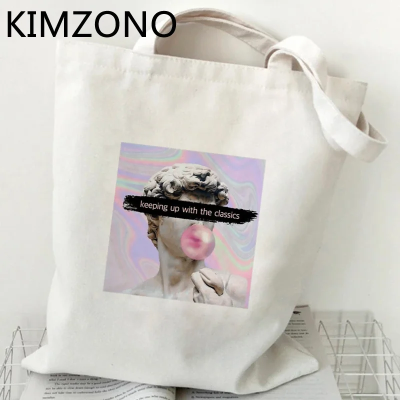 

Vaporwave shopping bag canvas grocery tote shopper eco shopping bag bolsas reutilizables bolsas ecologicas jute sacola grab