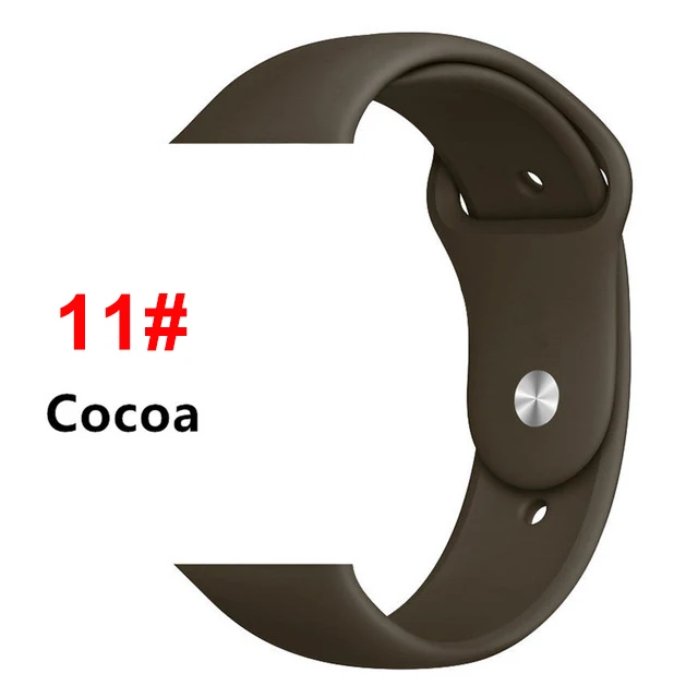 Спортивный мягкий силиконовый ремешок для Apple Watch, ремешок 44 мм, 40 мм, серия 5, 4, браслет для часов iWatch, ремешок 38 мм, 42 мм, 3, 2, 1, аксессуары - Цвет ремешка: 11 Cocoa