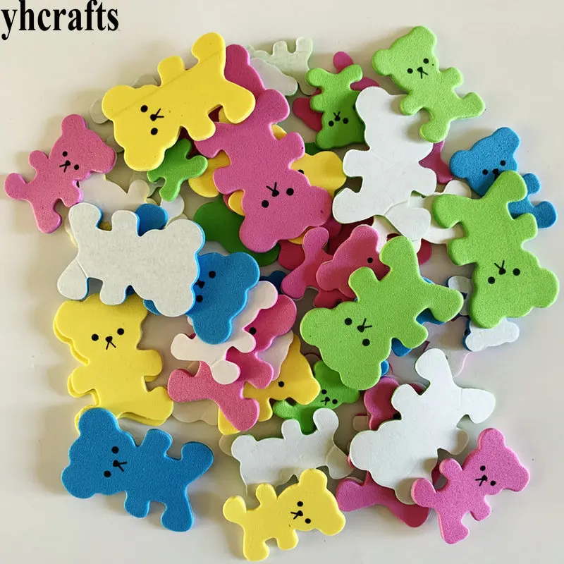 40PCS bear 1 упаковка/Партия. Наклейки из пенопласта с космическим космосом, звездами, ракетами, для раннего обучения, сделай сам, игрушки для занятий, детская комната, украшение, подарки на день рождения - Цвет: 40PCS bear