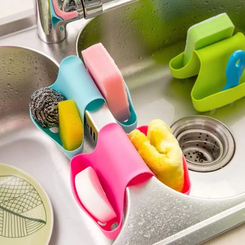 

1PC High-quality Double Sink Caddy Saddle Style Kitchen Organizer Storage Sponge Holder Rack Tools