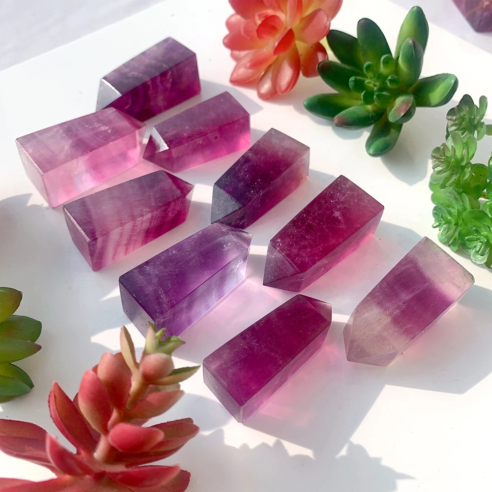Натуральный кристалл розовый фиолетовый точка флюорита красочный флюорит