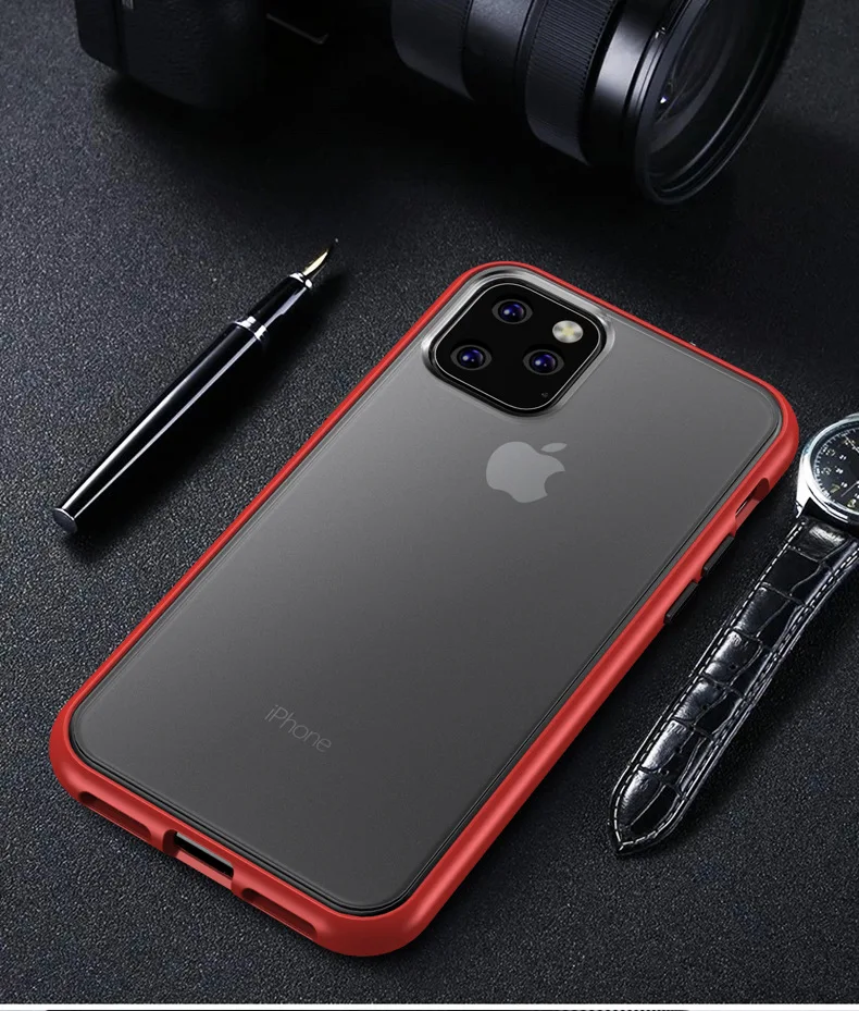 Для iPhone 11 Pro чехол Скраб Жесткий прозрачный PC задняя крышка+ TPU для iPhone 11 Max чехол полное покрытие задняя крышка чехол 6,4 ''funda - Цвет: red black