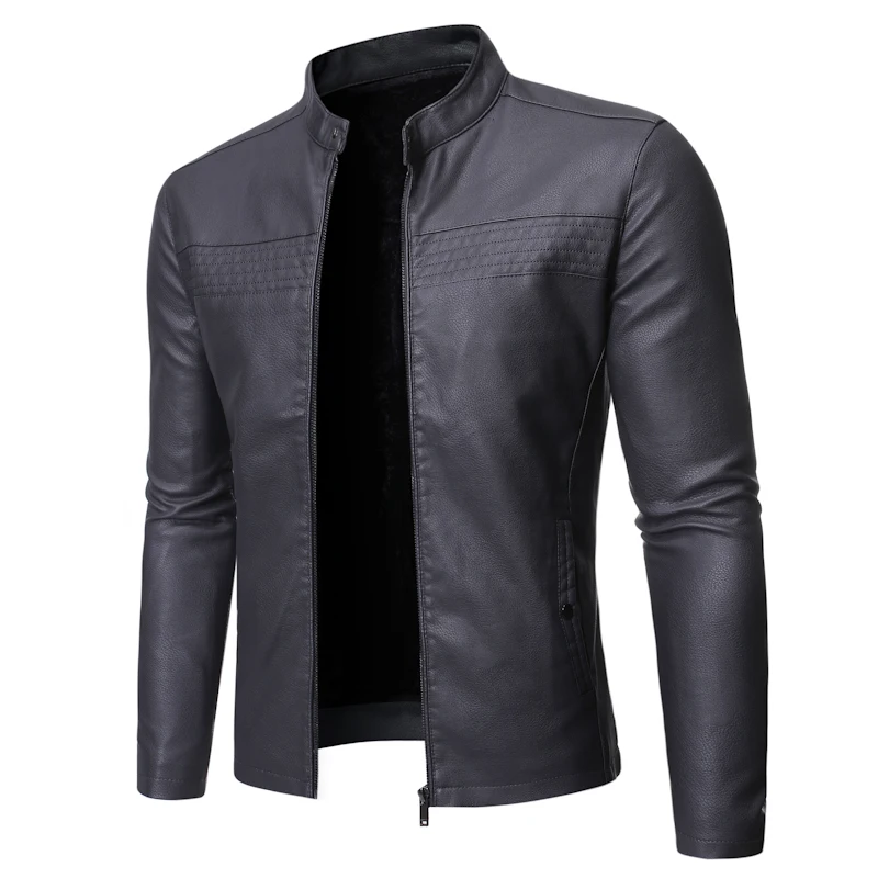 

New Suede Men Jacket Stand Collar Motorcycle Leather Jackets Coats Casual PU Jacket Male chaqueta cuero hombre