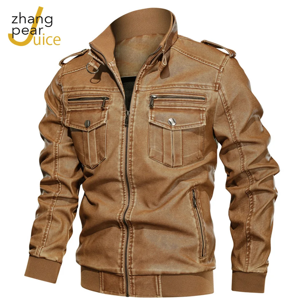 Long Sleeve Motorcycle Leather Jacket Men Leather Jackets Jaqueta Masculina Mens Leather Coats