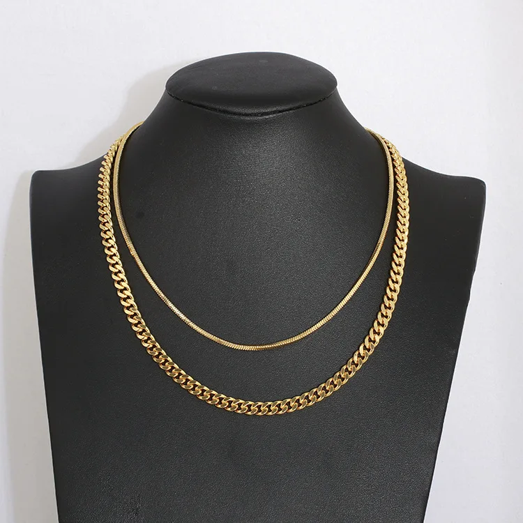 

European and American metal texture splicing socket two-piece Necklace