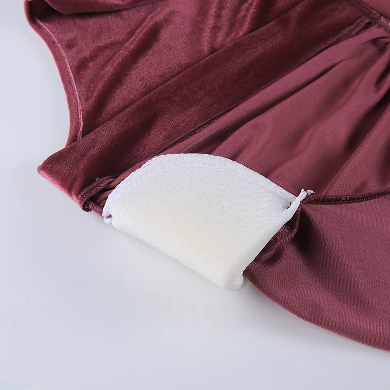 Осеннее бархатное платье с V-образным вырезом модное облегающее женское замшевое