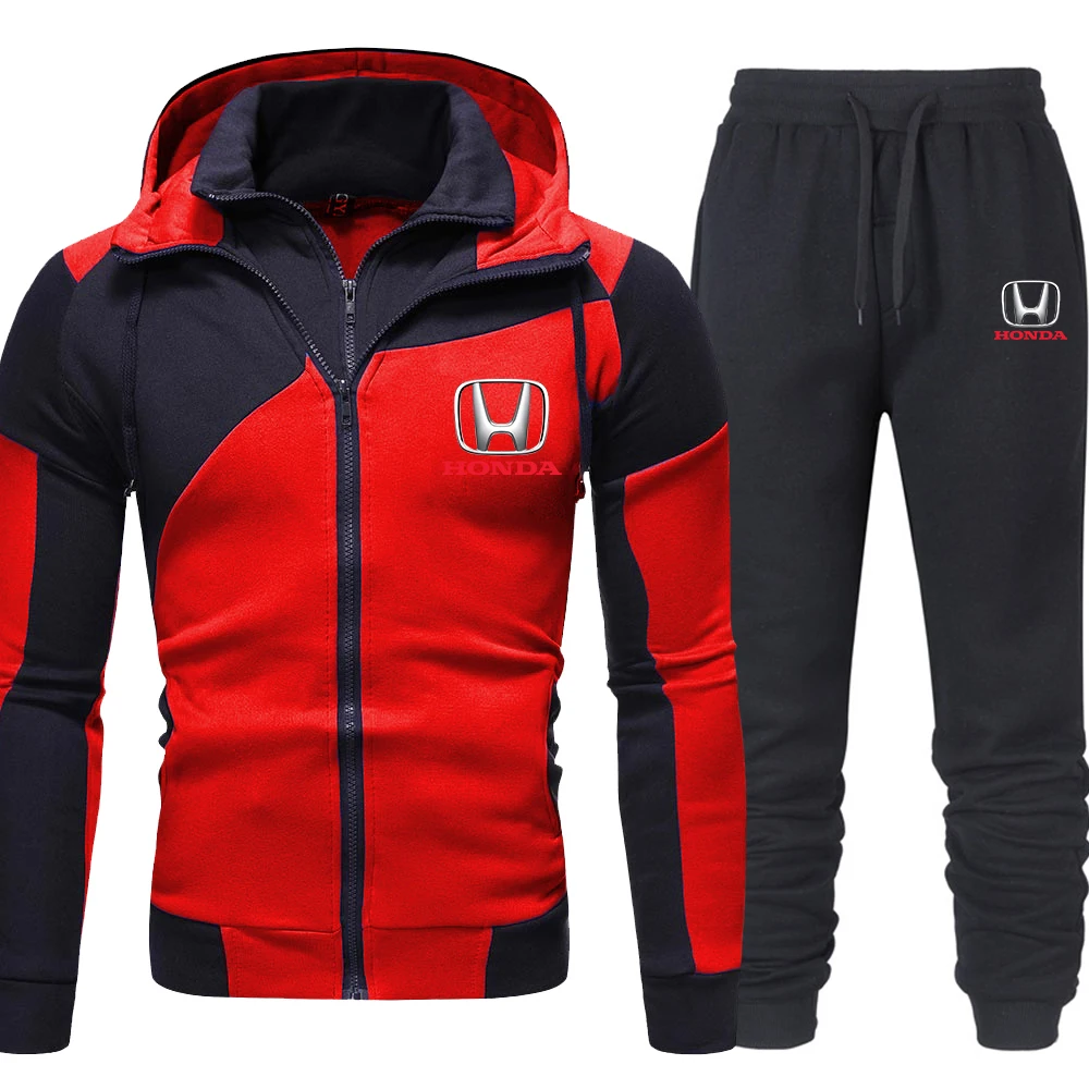 

2021 New Honda Printed Men's hoodie suit Winter Set Zipper Sweatshirt Casual Sport Sweatpants Tracksuits Men's 2-piece set