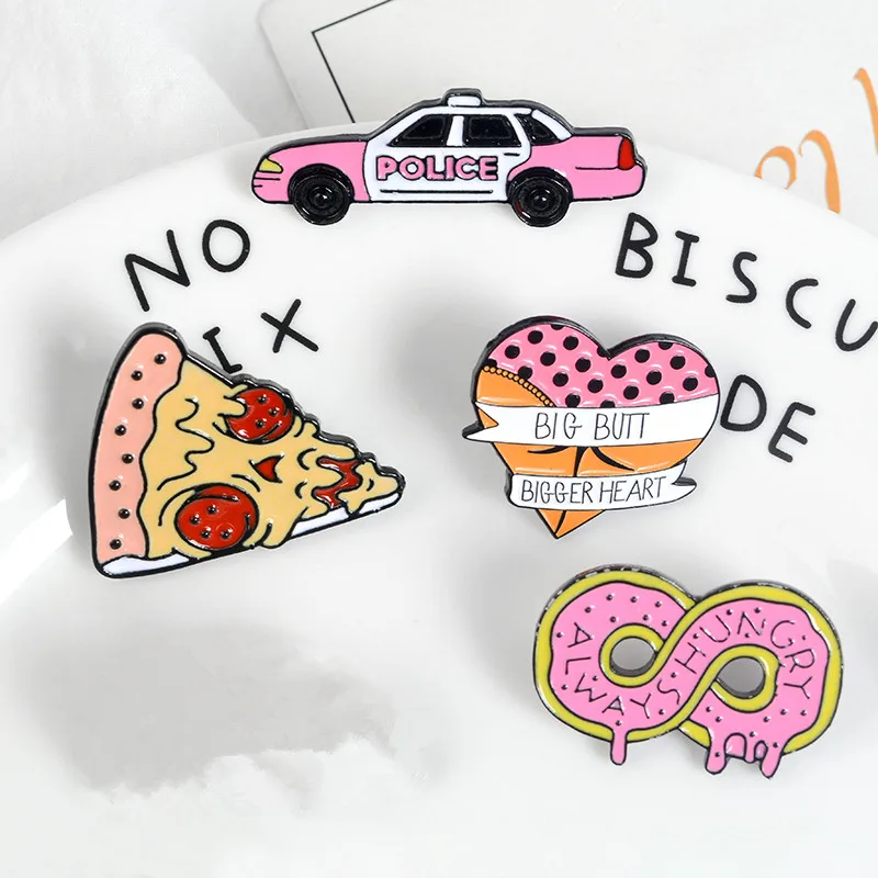 Булавки и броши в виде розового пончика банана пиццы сердца для автомобиля