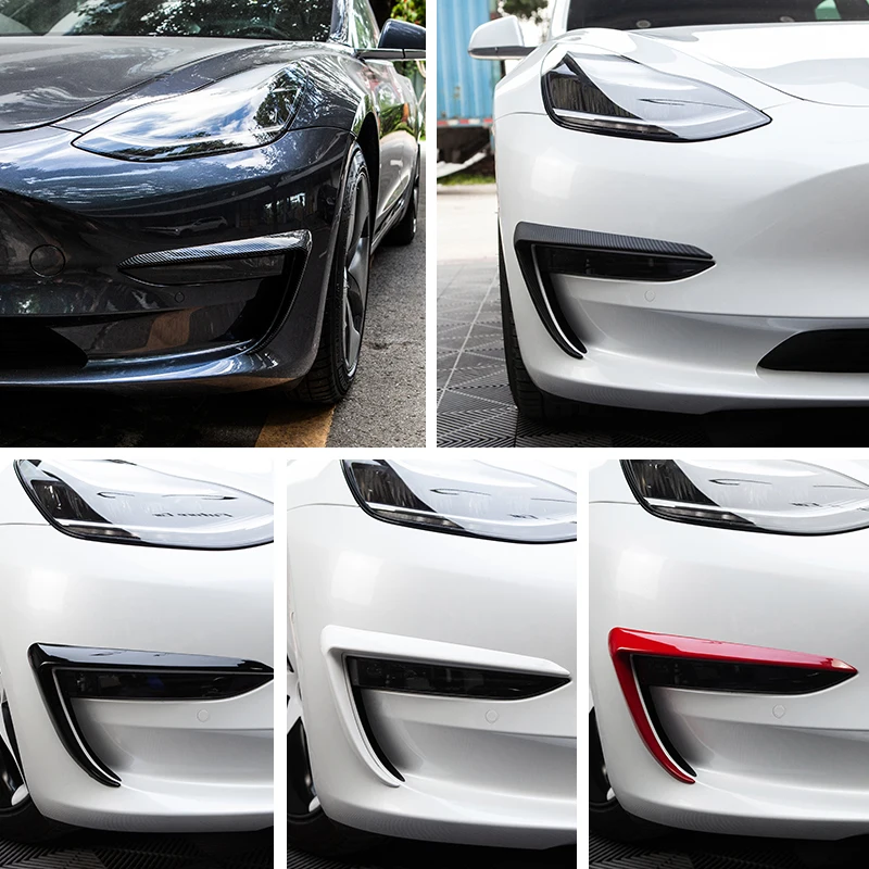 

For Tesla Model 3 2021 AccessoriesMatte Carbon Fiber ABS Black Car Accessories Model3 Model Three Front Blade Trim New