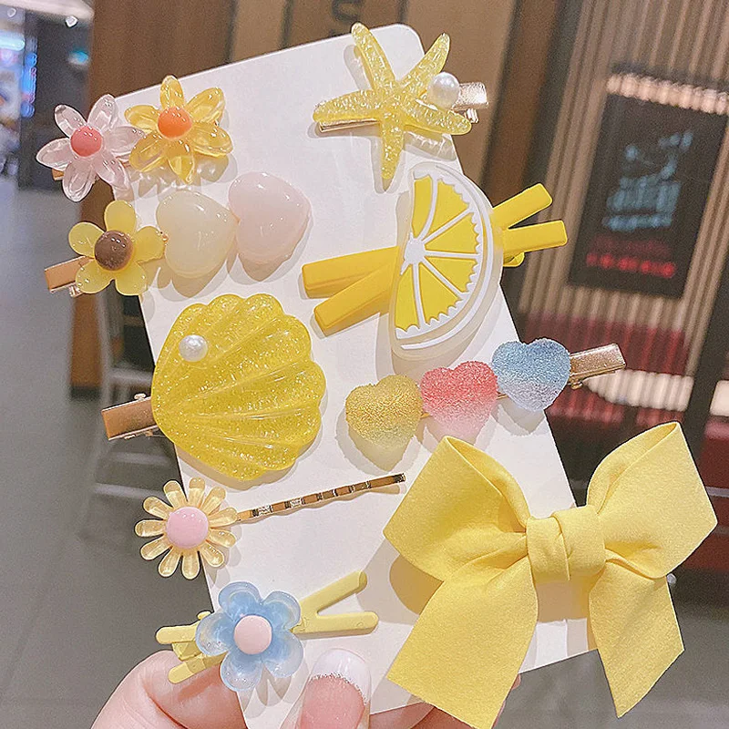 

Повязка на голову детская, с мультяшными фруктами, 1 комплект, красивые заколки