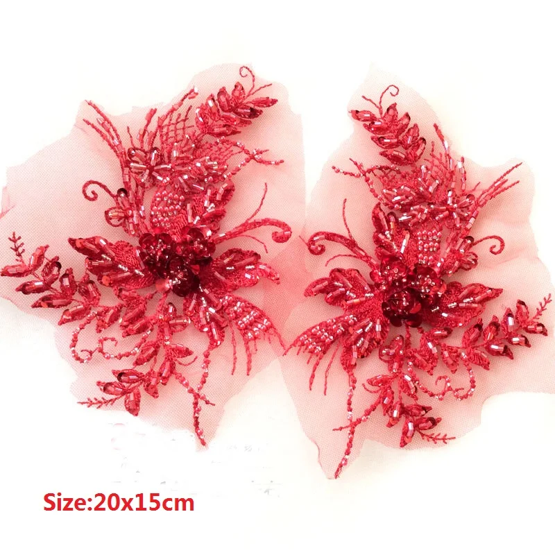 2 шт. кружевные аппликации с вышивкой из бисера | Дом и сад