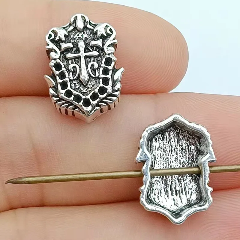 

10 подвесок 14x12 мм крест щит бусины Подвески искусственные ювелирные изделия открытие Антикварные Серебряные Подвески