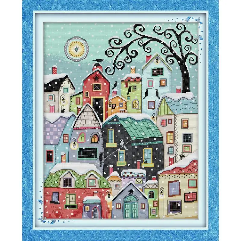 Joy Sunday Landscape Series Cross Stitch Kits 14CT Patterns Printed DMC Counted Fabric Chinese Needlework Embroidery Decorations | Дом и сад