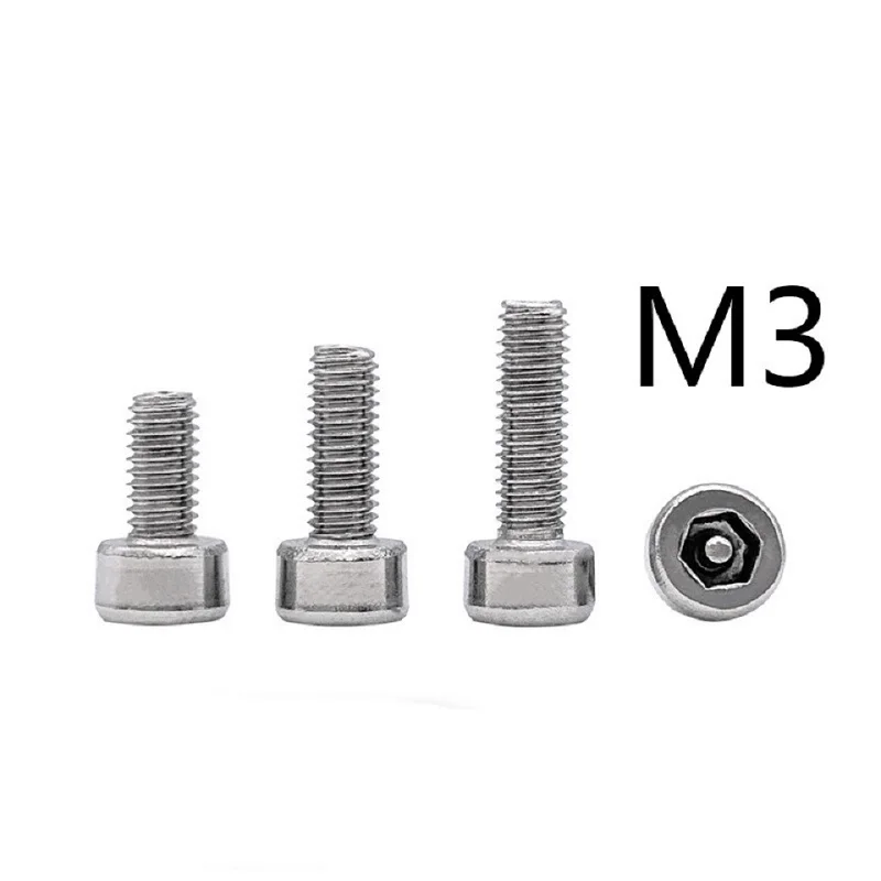 

100PCS M3x6/8/10/12/14/16/22mm 304 stainless steel GB70.1 hexagonal anti-theft screw with pin head