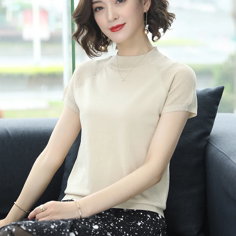 Shintimes женская футболка одежда вязаный свитер ажурная женский летний топ Женская