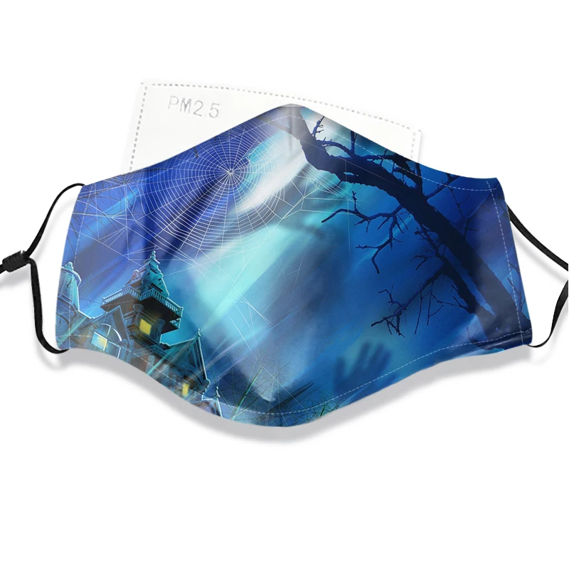 

Halloween - print mask, adult and children cotton mask, washable, reusable, anti fog and haze dust mask with 2 filters.