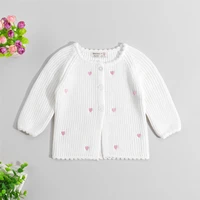 multicolor baby girls heart embroidery cardigan kids solid colour single breasted long sleeve warm knitwear sweaters fall winter