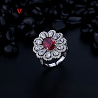 oevas 100 925 sterling silver 912mm ruby high carbon diamond flower rings for women sparkling wedding fine jewelry wholesale