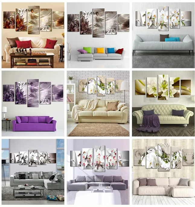 

5pcs Modern Painting Home Decoration Canvas Colorful Flower Style Painting Wealthy No Frame For Living Room Decor Wall Art