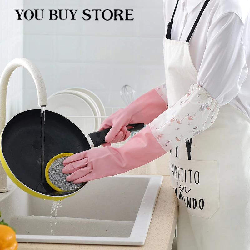 Универсальные перчатки для мытья посуды с длинным рукавом 1 пара защиты рук
