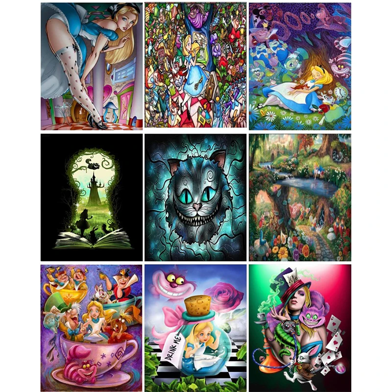 Полный квадратный 5D алмазная картина сделай сам мультфильм Alice in Wonderland с вышивкой
