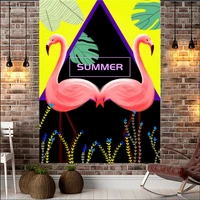 polyester flamingo tapestry wall art tapestries tropical home decorative door curtain living room bedspread