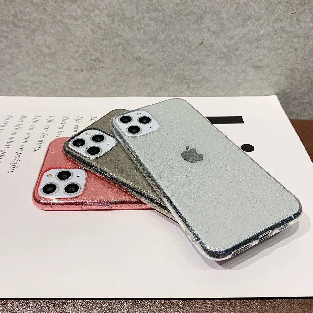 Блестящие прозрачные мягкие силиконовые чехлы из ТПУ для Apple iPhone 11 Pro Max 13 12 Mini 7 8 6 6s