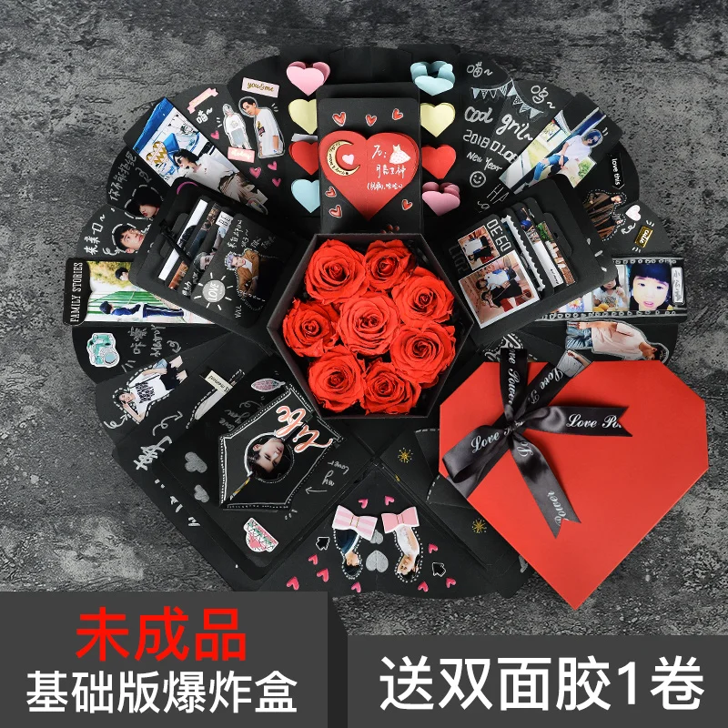 

Finished explosion box handmade diy photo album couple surprise creative male and female friends birthday gift random style