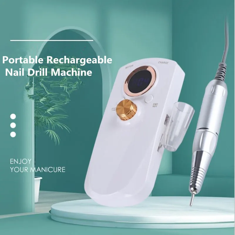 2022 Portable Rechargeable Nail Drill Machine 35000RPM Manicure Machine Electric Nail File Nail Art Tools Set for Nail Drill bit