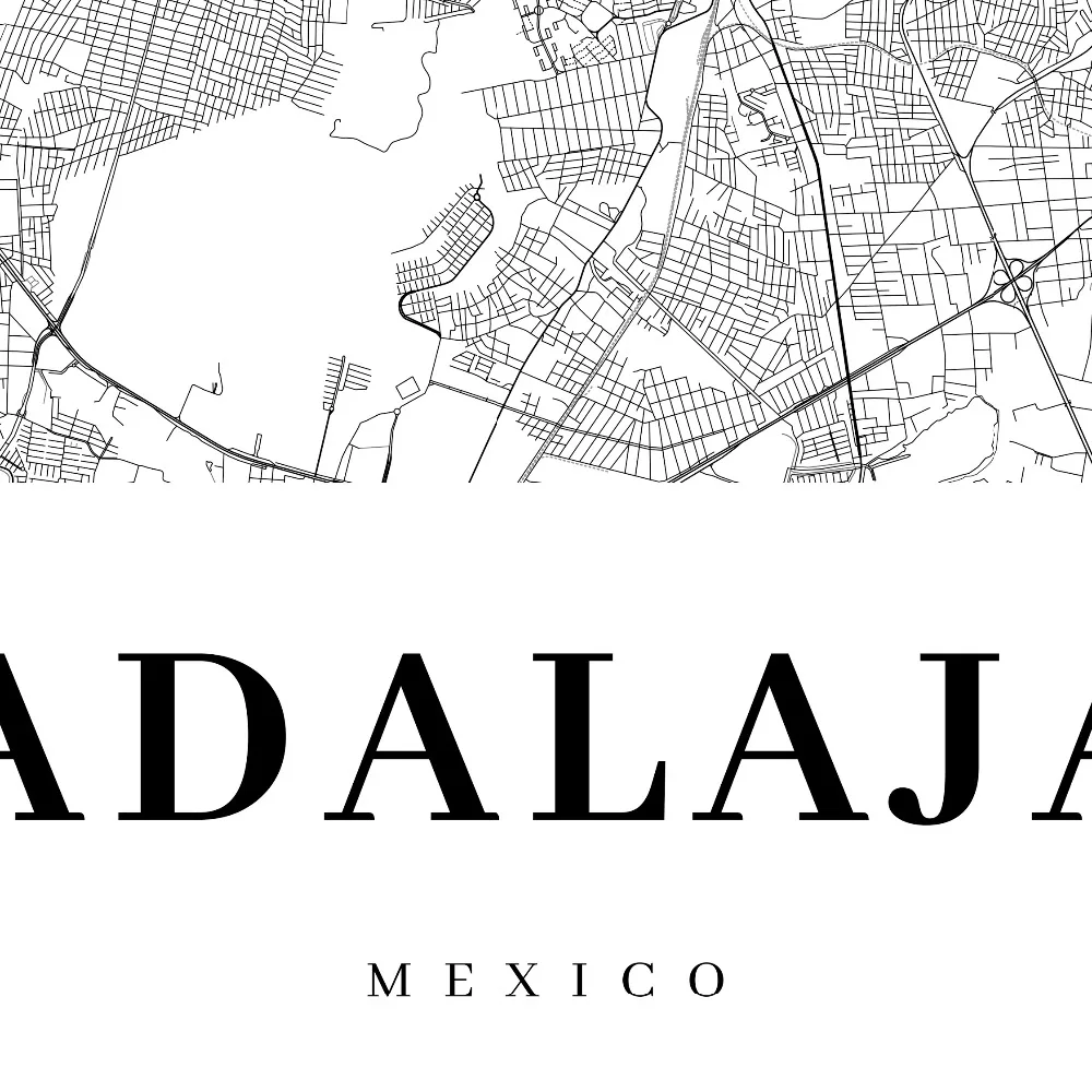 Guadalajara карта печати Мехико Халиско город улица Дорожная карта Плакат холст картина черно-белая картина офисный настенный Арт Декор