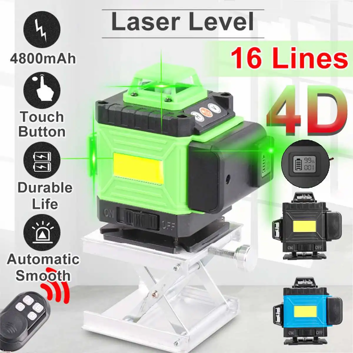 Лазерный уровень 4D 16 линий цифровой самонивелирующийся лазерный зеленого цвета