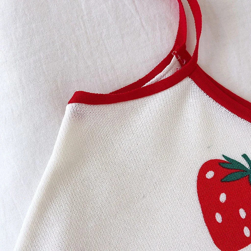 Майка женская трикотажная с принтом фруктов на бретельках|Топы| |