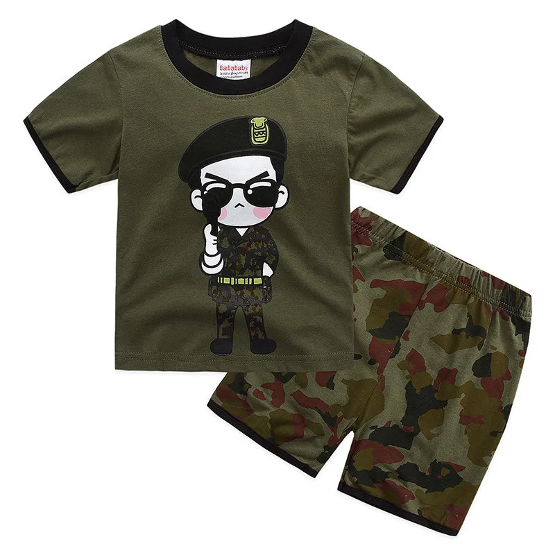 Новый мультяшный костюм для маленьких мальчиков одежда сна с коротким рукавом