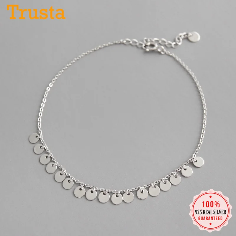 Trustdavis мода подлинное серебро 925 пробы милый вафель с кисточкой цепочка 20 см