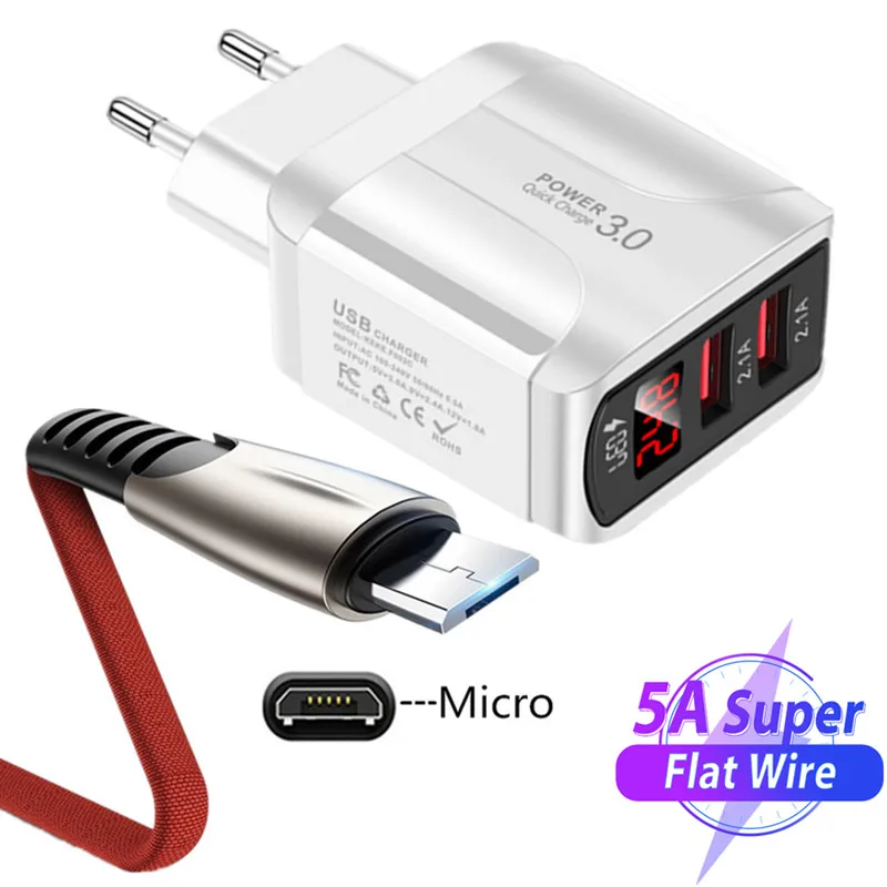 Micro USB кабель зарядное устройство Android тканевый плетеный шнур Быстрая зарядка для