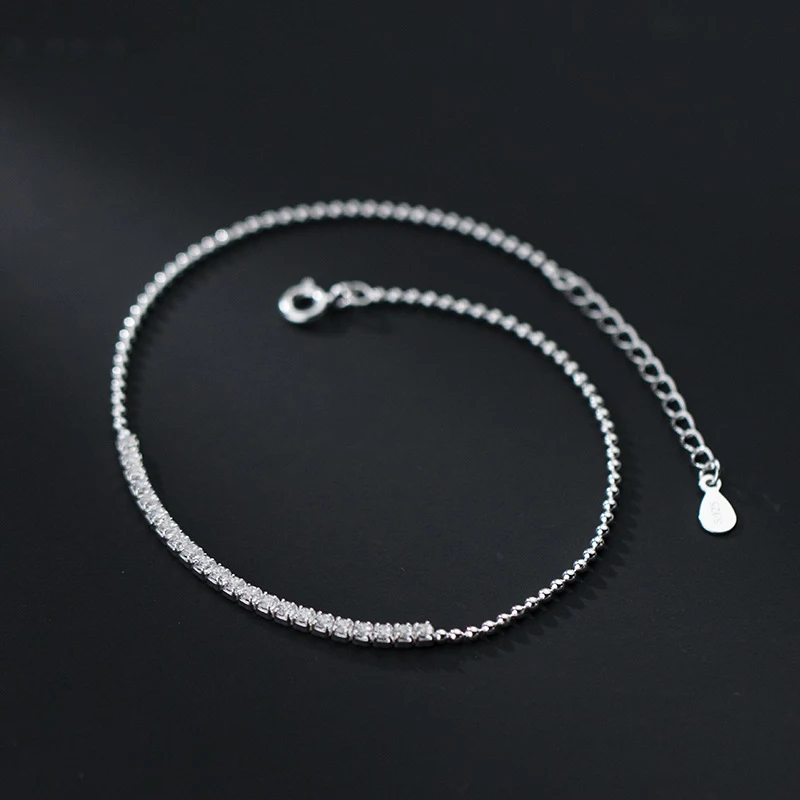 

Real 925 Sterling Silver Anklets For Women Zircon Foot Jewelry Beading Accessories Chain Hight Quality 2021 Summer New