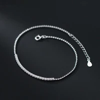 real 925 sterling silver anklets for women zircon foot jewelry beading accessories chain hight quality 2021 summer new