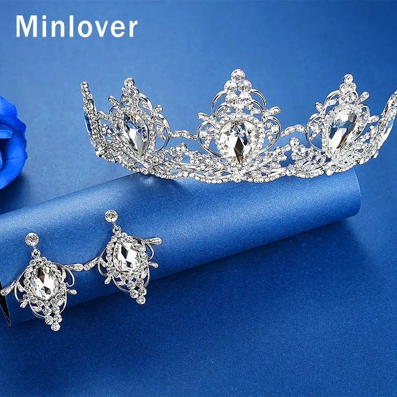 Свадебная Корона Minlover королевская свадебная тиара королева диадема с висячими