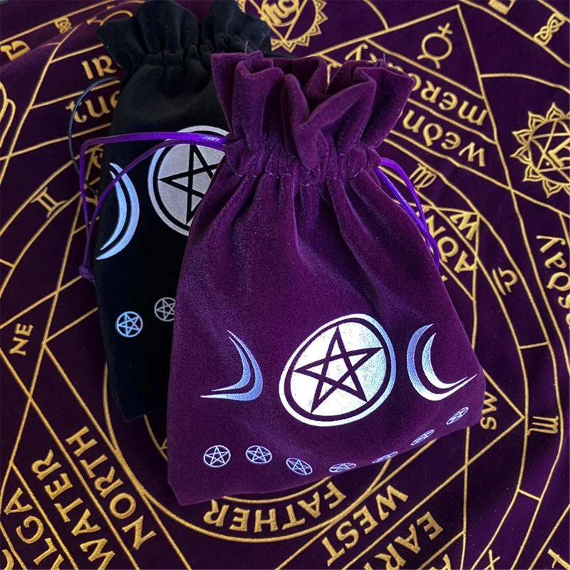 

Velvet Moon Phase Tarots Storage Bag Oracle Card Witch Divination Accessorie