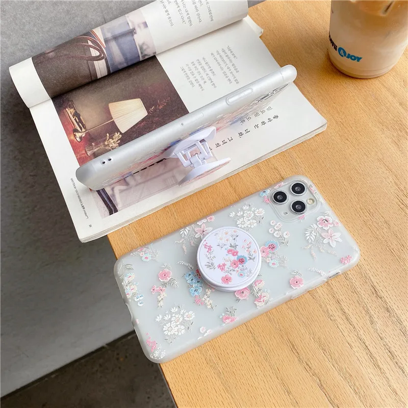 Прозрачный чехол из ТПУ с подставкой для iPhone 12pro Max 11pro Xs 7 8 Plus | Мобильные телефоны