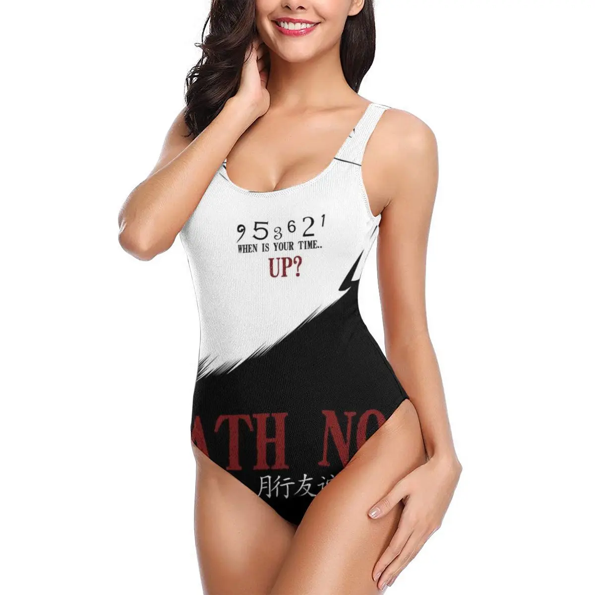 

Death Note Racerback Active Swimsuit One Piece Lap Racing Bathing Sports Suits Backless Beachwear Bathing Suit Training Bikini