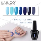 Гель-лак NAILCO для ногтей голубой серии Lucky, блестящий 150 цветов, стойкий лак, гибридный эсмальт для дизайна ногтей, 15 мл, Laqucer