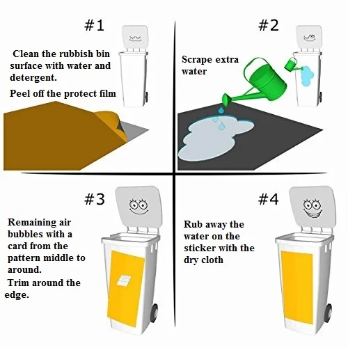 

Animal Adhesive Removable Waterproof Sticker Decals Renew Rubbish bin trash can Cover sticker Ktichen Art 120liter 240liter